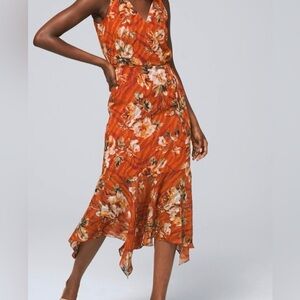 White House Black Market Floral Orange Dress
